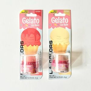 (women) 🏷️ kawaii strawberry & vanilla gelato lip balm lip gloss set of 2